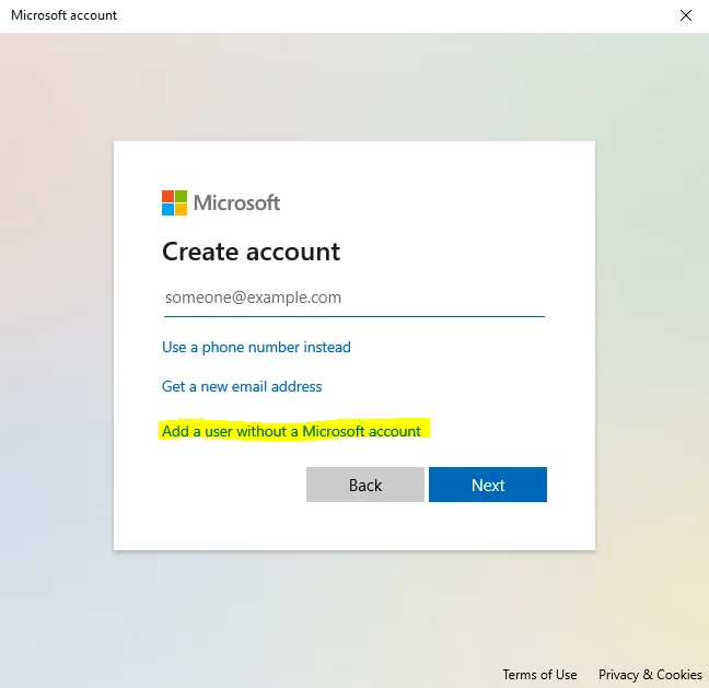Windows Add User Person Create account